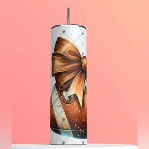 NWT Glam 20oz football tumbler stainless steel comes with open/close lid